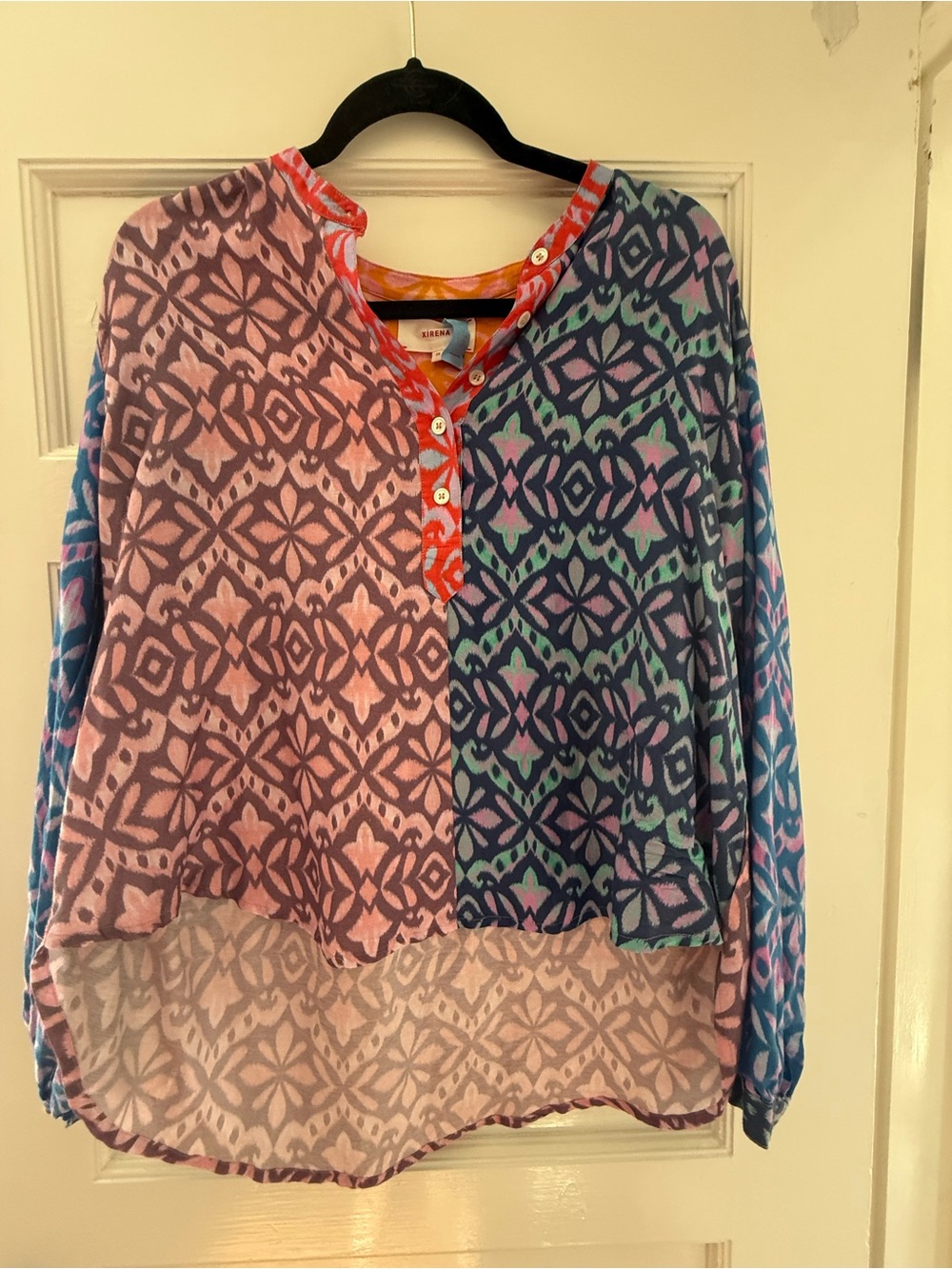 XiRENA Pink, Blue & Coral Patterned Henley Tunic